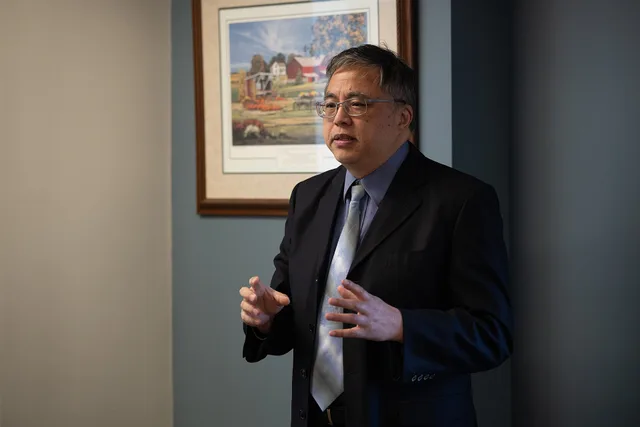 Dr. George Liu, Researcher Biologist at the Animal Genomics and Improvements Laboratory at the Beltsville Agricultural Research Center (BARC), talks to a group of participants from the 2024 Agricultural Outlook Forum (AOF) about his research and answers questions during a pre-forum field trip in Bel. Before you commission marketing agencies audience research